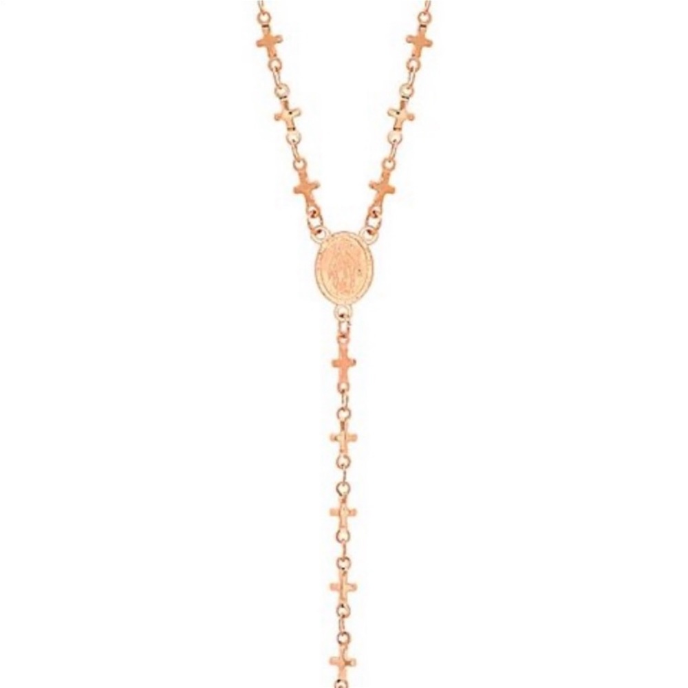 NEW•18K ROSE GOLD ROSELLY LARIAT ROSARY NECKLACE - Picture 2 of 13